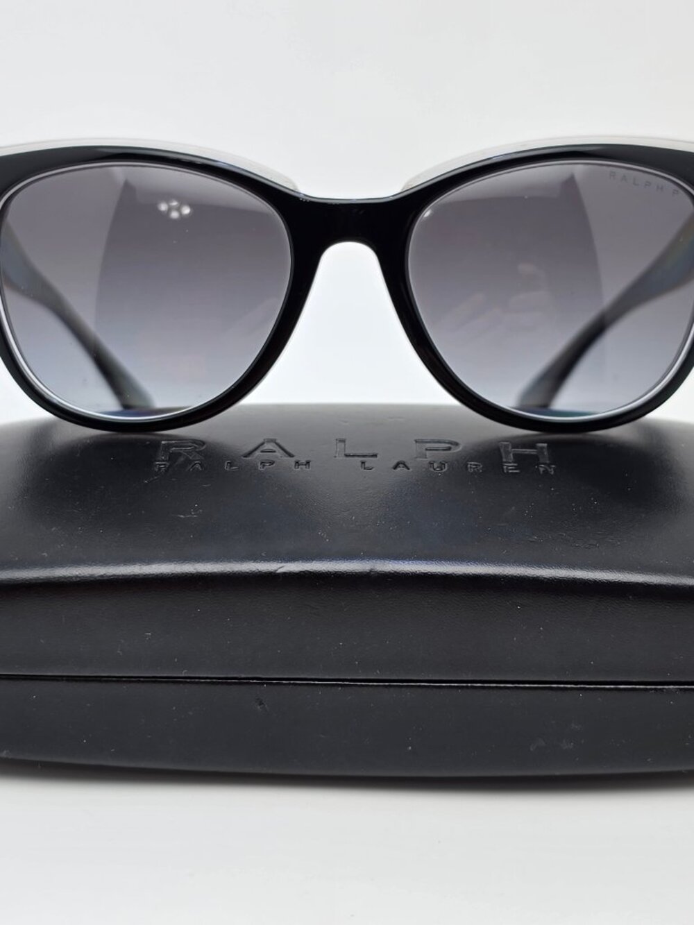 Ralph Lauren RA5230 1646 Black Frame Polarized Grey Cat Eye Sunglasses w/ Case